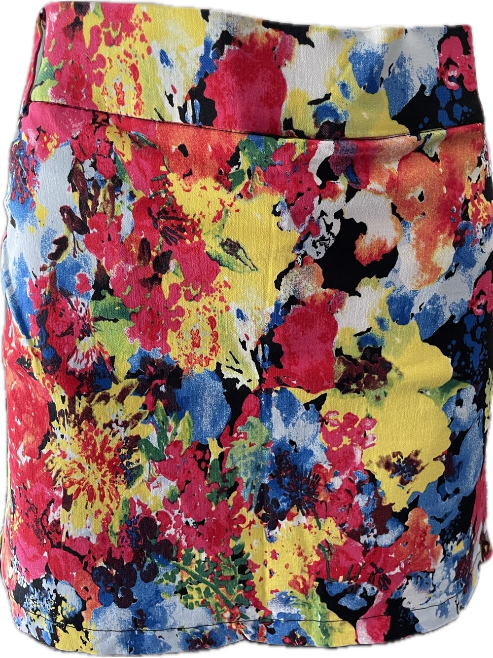 Attyre Multicolor Floral Mini Skort Yellow, Red, Blue, Black